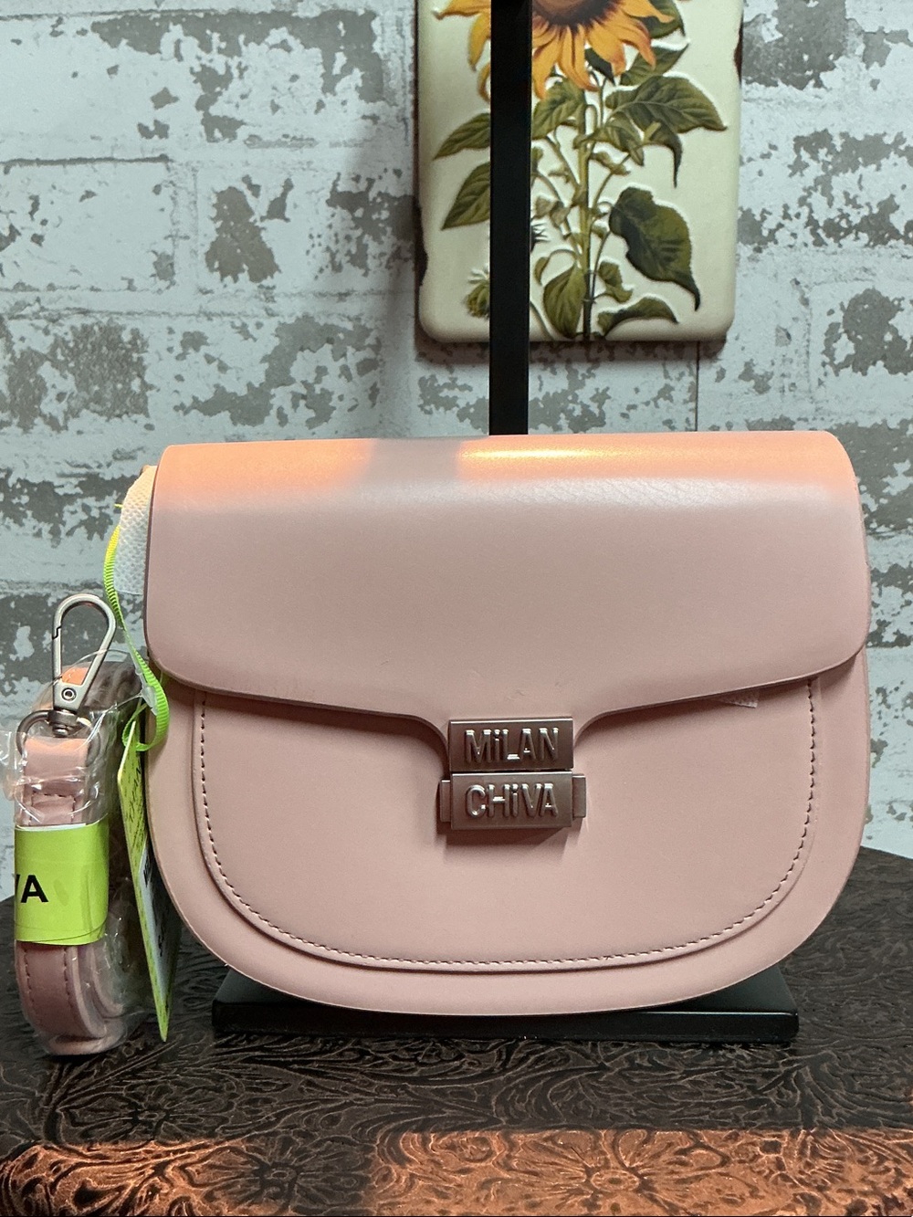 Soft Pink Leatherette Crossbody Bag
